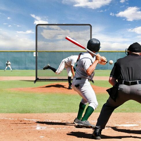 MR Professional Baseball Pitching Screen 10x10FT, Baseball Softball Pitching Net Protective Screen for Field, Large Steel Frame Square Fungo Screen for Training in Saudi Arabia
