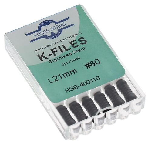 400116 HSB Endodontic K-Files 21mm #80 Black Stainless Steel 6/Pk in Saudi Arabia