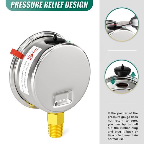 0-15psi من الفولاذ المقاوم للصدأ 1/4 بوصة NPT 2.5 بوصة، مقياس ضغط مملوء بسائل الجلسرين، حامل سفلي لاختبار ضغط الماء والزيت والهواء (مع مؤشر علامة النطاق) in Kuwait