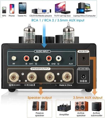 T6PRO HiFi TPA3255 Tube Amplifier JAN5654 Tube Power Amplifier 300W+300W with VU Meter in Saudi Arabia