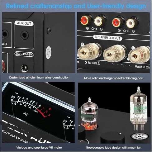 T6PRO HiFi TPA3255 Tube Amplifier JAN5654 Tube Power Amplifier 300W+300W with VU Meter in Saudi Arabia