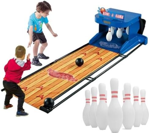 NGWEI Indoor Bowling Alley for Kids, Electronic Bowling Set with Automatic Reset, Lights & Sound Effects, Foldable Home Family Game, 3.5m/11ft Bowling Experience in Saudi Arabia