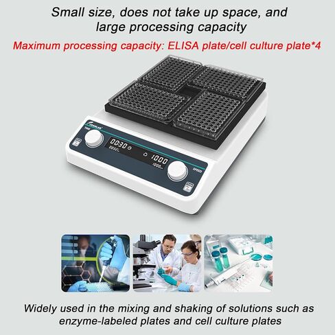 Microplate Shaker, Adjustable Speed 500-1200 RPM, Digital Display for 96-Well Plates, Ideal for Elisa and Cell Culture Applications in Saudi Arabia