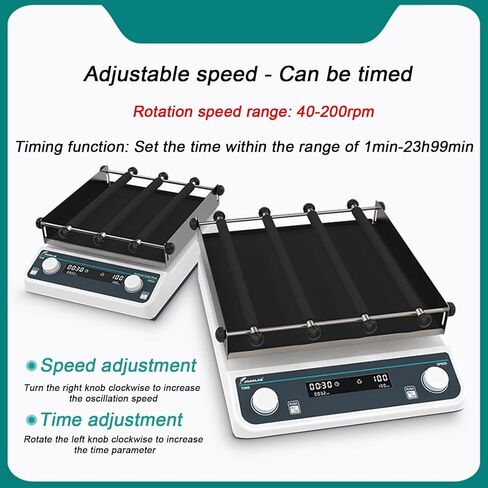 Orbital Shaker, Horizontal Cyclotron Oscillator, Lab Mixer Homogenizer Adjustable Lab Emulsifiering Machine Led LCD Display, Rubber Tray,LS-40Pro in Kuwait