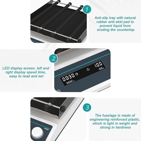 Orbital Shaker, Horizontal Cyclotron Oscillator, Lab Mixer Homogenizer Adjustable Lab Emulsifiering Machine Led LCD Display, Rubber Tray,LS-40Pro in Kuwait