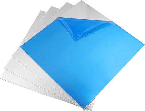 6061 T651 Aluminum Sheet Metal 8 x 8 x 1/32(0.02) Inch Rectangle Aluminum Metal Plate, Flat Plain Thin Plate Covered with Protective Film for Crafting, Industry,4PCS(Silver) in Kuwait