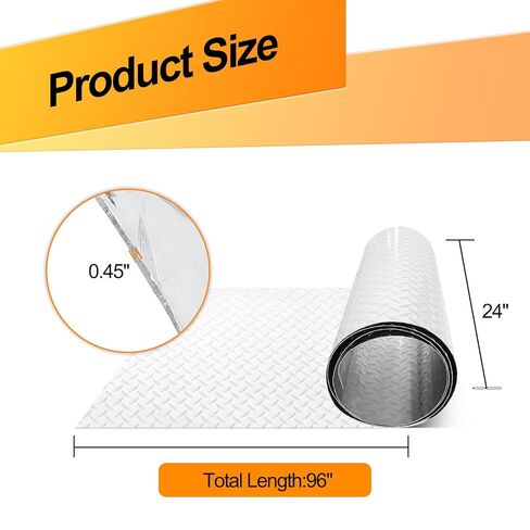 صفائح ألمنيوم معدنية - 0.045 بوصة (17 مقياس) سبيكة 3003-H22، بكرة لوحة مداس مقاس 24 بوصة × 96 بوصة، لوحة منقوشة مقاومة للصدأ وغير قابلة للانزلاق للمركبات الترفيهية والمقطورات وجدران المرآب والمشروعات التي تصنعها بنفسك in Kuwait