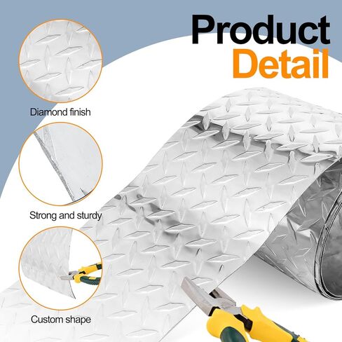 صفائح ألمنيوم معدنية - 0.045 بوصة (17 مقياس) سبيكة 3003-H22، بكرة لوحة مداس مقاس 24 بوصة × 96 بوصة، لوحة منقوشة مقاومة للصدأ وغير قابلة للانزلاق للمركبات الترفيهية والمقطورات وجدران المرآب والمشروعات التي تصنعها بنفسك in Kuwait