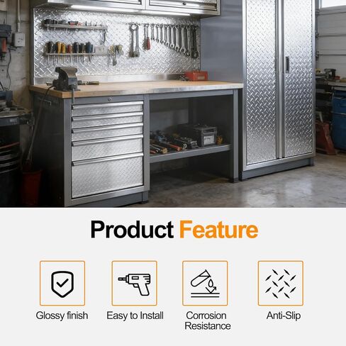 صفائح ألمنيوم معدنية - 0.045 بوصة (17 مقياس) سبيكة 3003-H22، بكرة لوحة مداس مقاس 24 بوصة × 96 بوصة، لوحة منقوشة مقاومة للصدأ وغير قابلة للانزلاق للمركبات الترفيهية والمقطورات وجدران المرآب والمشروعات التي تصنعها بنفسك in Kuwait