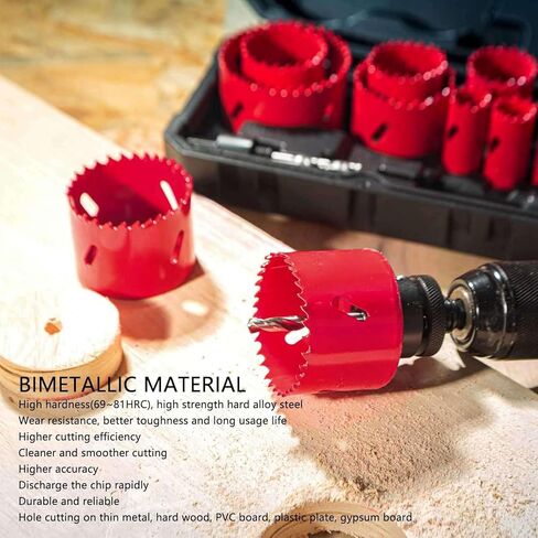 FLEXMAN 18 Pieces Set Metal Hole Saw Kit, Bimetal Concrete Hole Saw Kit with Mandrels Bits Screw Hole Saws, Hole Saw Set for Cutting Holes in Thin Metal, Hardwood, PVC Board in Saudi Arabia