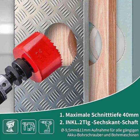 FLEXMAN 18 Pieces Set Metal Hole Saw Kit, Bimetal Concrete Hole Saw Kit with Mandrels Bits Screw Hole Saws, Hole Saw Set for Cutting Holes in Thin Metal, Hardwood, PVC Board in Saudi Arabia