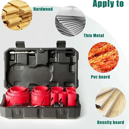 FLEXMAN 18 Pieces Set Metal Hole Saw Kit, Bimetal Concrete Hole Saw Kit with Mandrels Bits Screw Hole Saws, Hole Saw Set for Cutting Holes in Thin Metal, Hardwood, PVC Board in Saudi Arabia