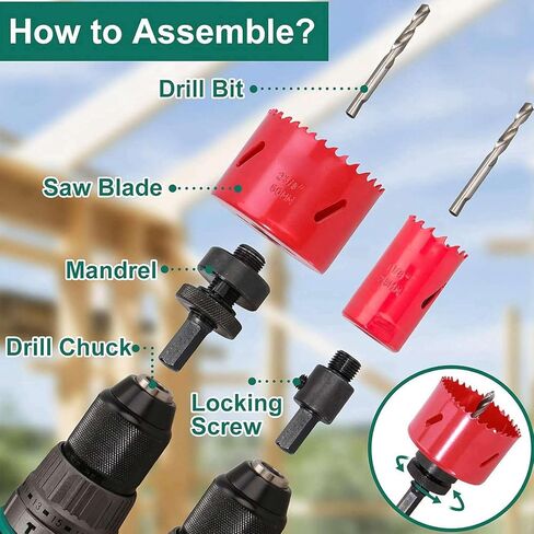 FLEXMAN 18 Pieces Set Metal Hole Saw Kit, Bimetal Concrete Hole Saw Kit with Mandrels Bits Screw Hole Saws, Hole Saw Set for Cutting Holes in Thin Metal, Hardwood, PVC Board in Saudi Arabia