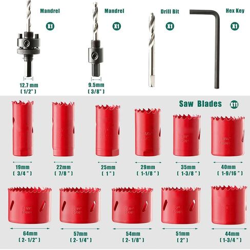 FLEXMAN 18 Pieces Set Metal Hole Saw Kit, Bimetal Concrete Hole Saw Kit with Mandrels Bits Screw Hole Saws, Hole Saw Set for Cutting Holes in Thin Metal, Hardwood, PVC Board in Saudi Arabia