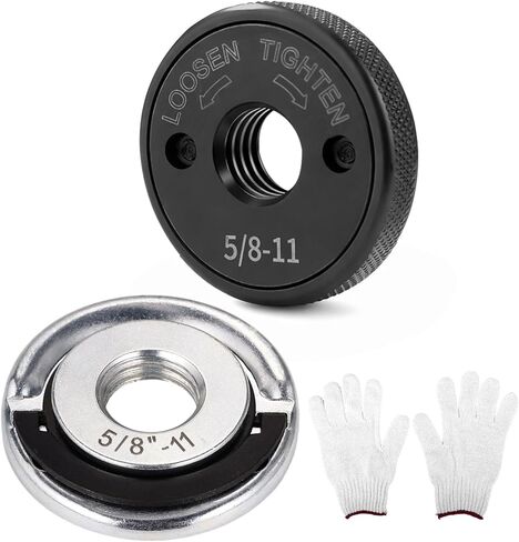 2pcs 5/8"-11 Angle Grinder Flange Nuts, Metal Self-Locking Flange Nuts with White Gloves for 4-1/2" 5" 7" 9" Grinders Replacement Attachments Compatible with Makita Ryobi and More in Saudi Arabia