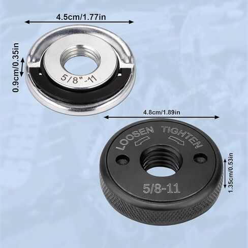 2pcs 5/8"-11 Angle Grinder Flange Nuts, Metal Self-Locking Flange Nuts with White Gloves for 4-1/2" 5" 7" 9" Grinders Replacement Attachments Compatible with Makita Ryobi and More in Saudi Arabia