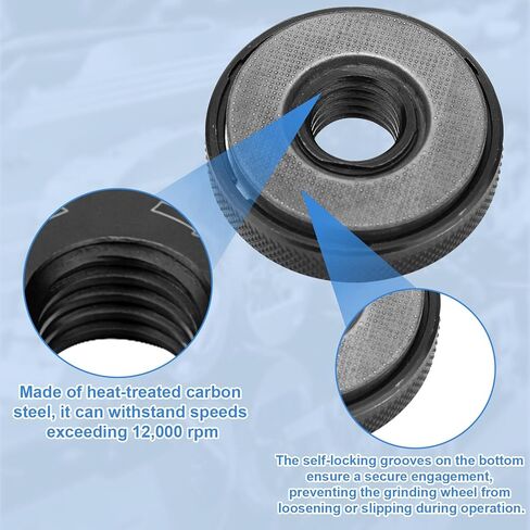2pcs 5/8"-11 Angle Grinder Flange Nuts, Metal Self-Locking Flange Nuts with White Gloves for 4-1/2" 5" 7" 9" Grinders Replacement Attachments Compatible with Makita Ryobi and More in Saudi Arabia