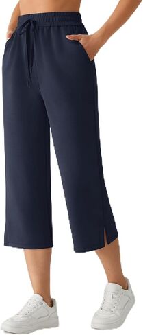 G4Free Smoofit كابري السراويل للنساء الرباط واسعة الساق Sweatpants الجانب الشق عارضة السراويل مع جيوب in Saudi Arabia