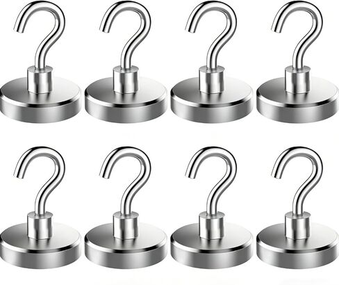8pcs Heavy Duty Magnetic Hooks, Earth Magnets with Hook for Refrigerator and Doors, Extra Strong Cruise Hook for Hanging, Magnetic Hanger for Cabins, No Drilling in Saudi Arabia