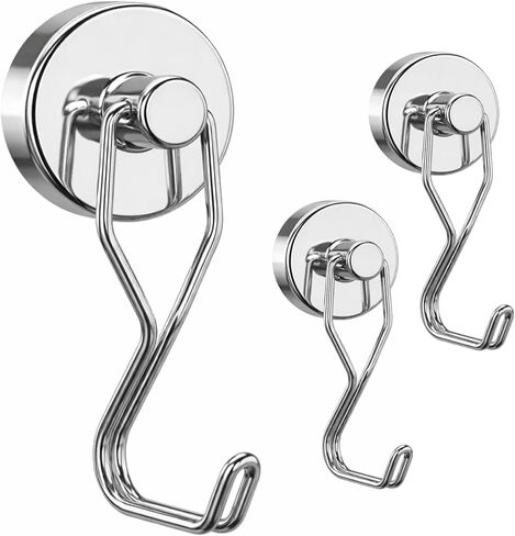 Tohoer Magnetic Hooks, 100LBS Neodymium Magnets Hook Heavy Duty with Rust Proof for Fridge, Refrigerator, Oven, Grill, BBQ, Key, Tools Holder, Kitchen, Outdoor, Hanging Wreaths, Utensil Hangers in Saudi Arabia