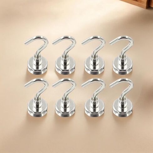 8 Pack Heavy Duty Magnetic Hooks - Powerful Magnets for Kitchen, Cabin & Outdoor Gear 0.63inch Sliver in Saudi Arabia