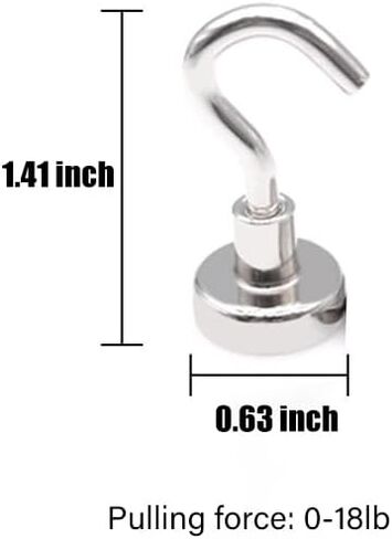 8 Pack Heavy Duty Magnetic Hooks - Powerful Magnets for Kitchen, Cabin & Outdoor Gear 0.63inch Sliver in Saudi Arabia