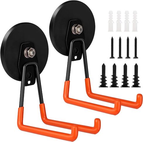 Large Magnetic Hooks Heavy Duty Magnetic Garage Hook,4 Pack Magnet Hooks with Anti-Slip Coating, Strong Storage Utility Magnetic Hook fo Metal Cabinet,Pegboard,Garage Shelve,Garden Tools(Orange,M) in Saudi Arabia