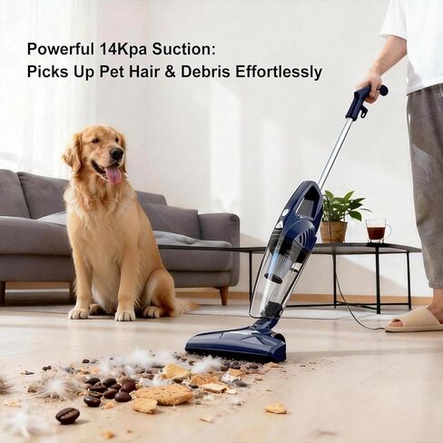 Corded Stick Vacuum Cleaner, 3-in-1 Detachable to Handheld with 180°Left-Right Steering, 14KPA Powerful Suction for Pet Hair on Hard Floors, HEPA Filter, Lightweight with 16.4ft Long Cord in Saudi Arabia