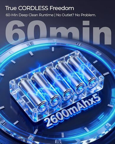 Upgrade Cordless Mattress Vacuum with 18kPa Ultra-Deep Suction, 2-Speed Bed Vacuum with 33000 RPM/Min Roller Brush, 253.7nm UV-C Light & LED Display, HEPA, 149℉ Heat, Aroma & Anion for Bed Sofa in Saudi Arabia