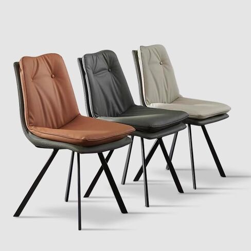 Office Chair Nordic Light Luxury Double-Layer Dining Chair Home Modern Simple Dining Stool Leather Backrest Soft Chair Restaurant Dining Table Chair Home Office Desk Chairs in Saudi Arabia