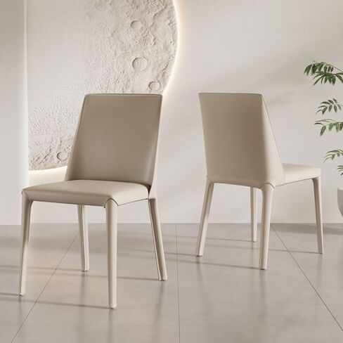 Office Chair Cream Style Saddle Leather Dining Chair Home Light Luxury Minimalist Backrest Dining Chair Modern Simple Comfortable Chair Home Office Desk Chairs in Saudi Arabia