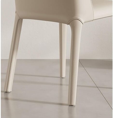 Office Chair Cream Style Saddle Leather Dining Chair Home Light Luxury Minimalist Backrest Dining Chair Modern Simple Comfortable Chair Home Office Desk Chairs in Saudi Arabia