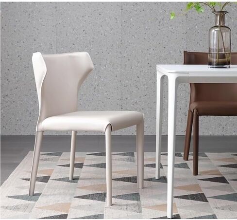 Office Chair Light Luxury Modern Simple Italian Cream Style Saddle Leather Dining Chair with Backrest Stool Restaurant Dining Table Chair Home Home Office Desk Chairs in Saudi Arabia