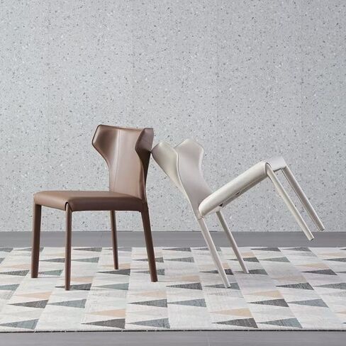 Office Chair Light Luxury Modern Simple Italian Cream Style Saddle Leather Dining Chair with Backrest Stool Restaurant Dining Table Chair Home Home Office Desk Chairs in Saudi Arabia