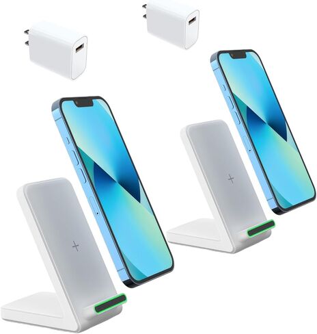 Fast Wireless Charging Stand, 15W Fast Charging Stand with Adapter for Samsung Galaxy S24/S24+/S24 Ultra/S23/S22/S21/S20/S10/Note, for iPhone 16/15/14/13/12/11/XR, for Pixel 9/8/7, and More. in Kuwait