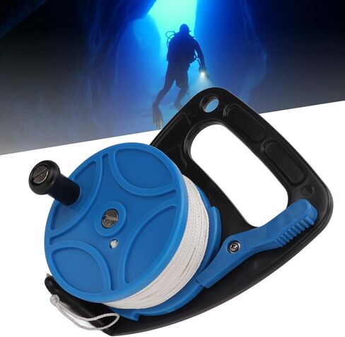 Diving Reel with 83m Nylon Line, Multi Purpose Anchor Rope Spool for Scuba Gear and Kayak Anchor System - Durable Construction, Smooth Line Release, Ideal for Scuba Diving (Blue Wheel) in Saudi Arabia