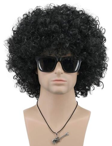 VGbeaty Mens Women Short Wave Green Colorful Rocker Afro Wig California Halloween Cosplay Anime Costume Wig (Green) in Kuwait