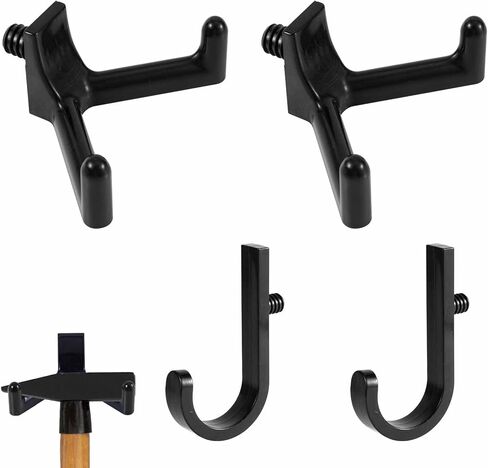 4pcs Tool Hooks for Suncast Shed, Single-Head J Hook and Double-Head Hook Set Premium Storage Sheds Tool Hangers Organization Accessories for Hanging Shovels Rakes Scissors Tools (Black) in Saudi Arabia