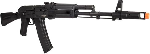 لانسر التكتيكية AK-74M سلسلة AEG بندقية Airsoft معدنية كاملة 400 إطارًا في الثانية مع مخزون قابل للطي (مثبت ETU) مع شاحن وبطارية متضمنة (أسود) in Kuwait