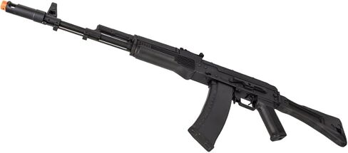 لانسر التكتيكية AK-74M سلسلة AEG بندقية Airsoft معدنية كاملة 400 إطارًا في الثانية مع مخزون قابل للطي (مثبت ETU) مع شاحن وبطارية متضمنة (أسود) in Kuwait