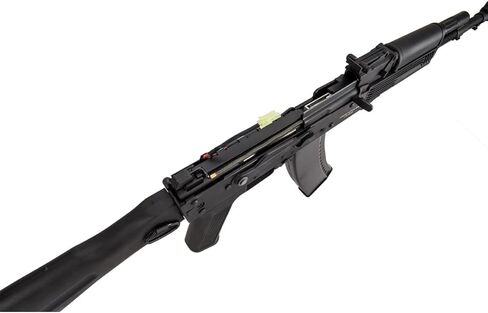 لانسر التكتيكية AK-74M سلسلة AEG بندقية Airsoft معدنية كاملة 400 إطارًا في الثانية مع مخزون قابل للطي (مثبت ETU) مع شاحن وبطارية متضمنة (أسود) in Kuwait