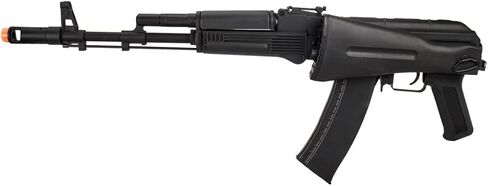 لانسر التكتيكية AK-74M سلسلة AEG بندقية Airsoft معدنية كاملة 400 إطارًا في الثانية مع مخزون قابل للطي (مثبت ETU) مع شاحن وبطارية متضمنة (أسود) in Kuwait