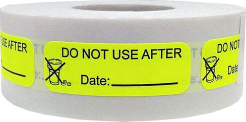 Fluorescent Yellow with Black Do Not Use After Medical Healthcare Stickers – 0.5 x 1.5 Inch Adhesive Labels, 500 Total Stickers Per Roll for Hospitals, Labs, and Medical Inventory – Made in The USA in Saudi Arabia