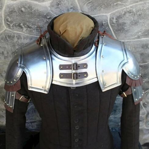 مجموعة درع الكتف من الفولاذ من العصور الوسطى من ARTIZANSTORE، مجموعة درع الكتف من Battle Gorget Pauldron، أفضل زي للهالوين in Saudi Arabia