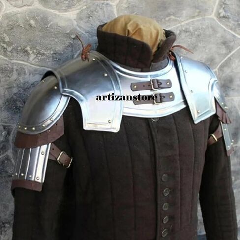 مجموعة درع الكتف من الفولاذ من العصور الوسطى من ARTIZANSTORE، مجموعة درع الكتف من Battle Gorget Pauldron، أفضل زي للهالوين in Saudi Arabia