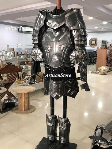 ARTIZANSTORE Medieval Knight Suit of Armor Medieval Blackened Steel LARP Dwarven Style Medieval Full Armor Suit Cosplay Halloween Suit Costume in Saudi Arabia