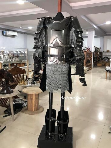 ARTIZANSTORE Medieval Knight Suit of Armor Medieval Blackened Steel LARP Dwarven Style Medieval Full Armor Suit Cosplay Halloween Suit Costume in Saudi Arabia