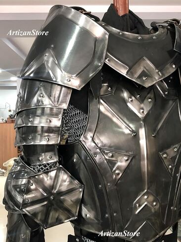 ARTIZANSTORE Medieval Knight Suit of Armor Medieval Blackened Steel LARP Dwarven Style Medieval Full Armor Suit Cosplay Halloween Suit Costume in Saudi Arabia
