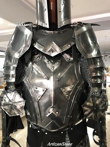 ARTIZANSTORE Medieval Knight Suit of Armor Medieval Blackened Steel LARP Dwarven Style Medieval Full Armor Suit Cosplay Halloween Suit Costume in Saudi Arabia