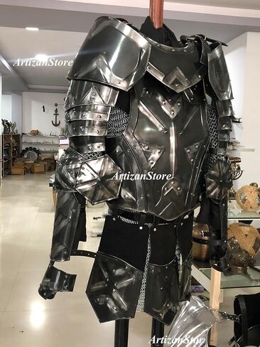 ARTIZANSTORE Medieval Knight Suit of Armor Medieval Blackened Steel LARP Dwarven Style Medieval Full Armor Suit Cosplay Halloween Suit Costume in Saudi Arabia